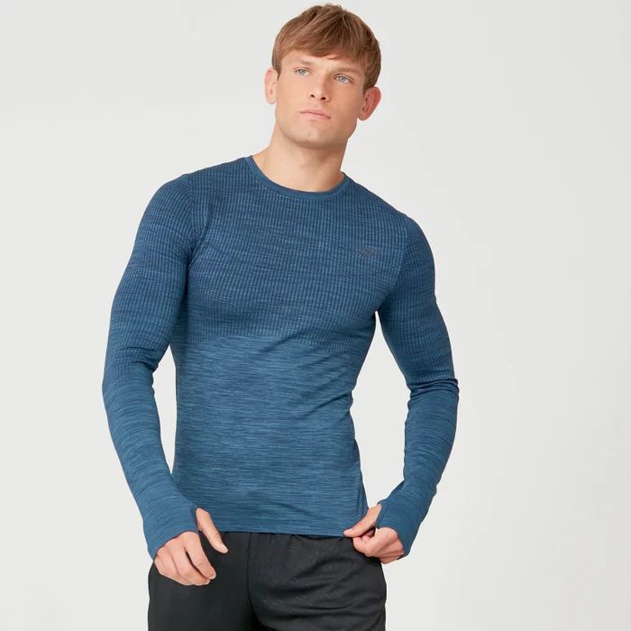 Seamless 無縫系列 男士雕塑長袖衫 - 灰藍