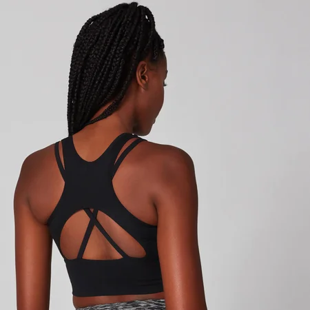 Power 力量系列 女士交叉運動內衣 - 黑