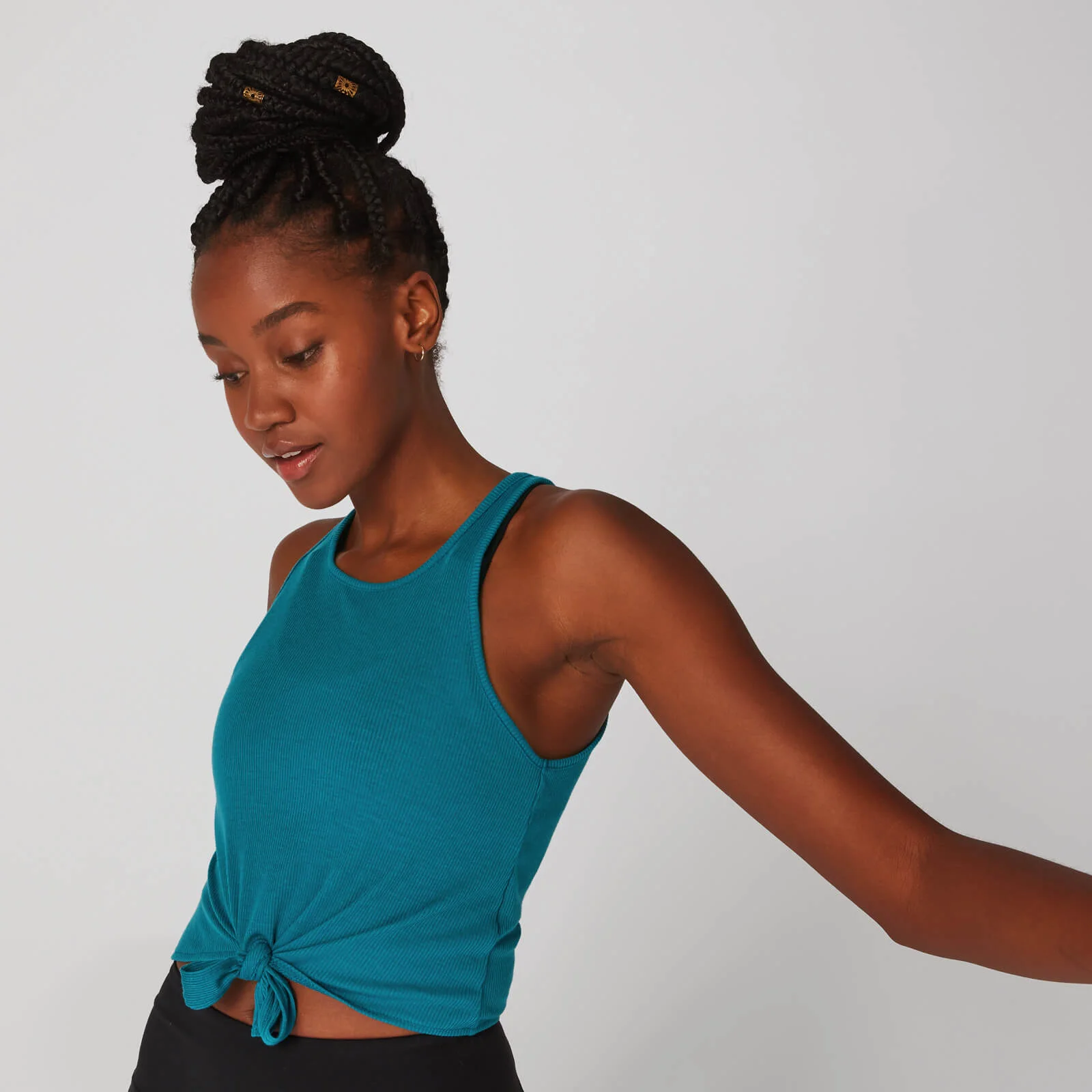 Rib Tie Front Vest 女士前綁帶羅紋背心 - 藍 - XS 圖片 1