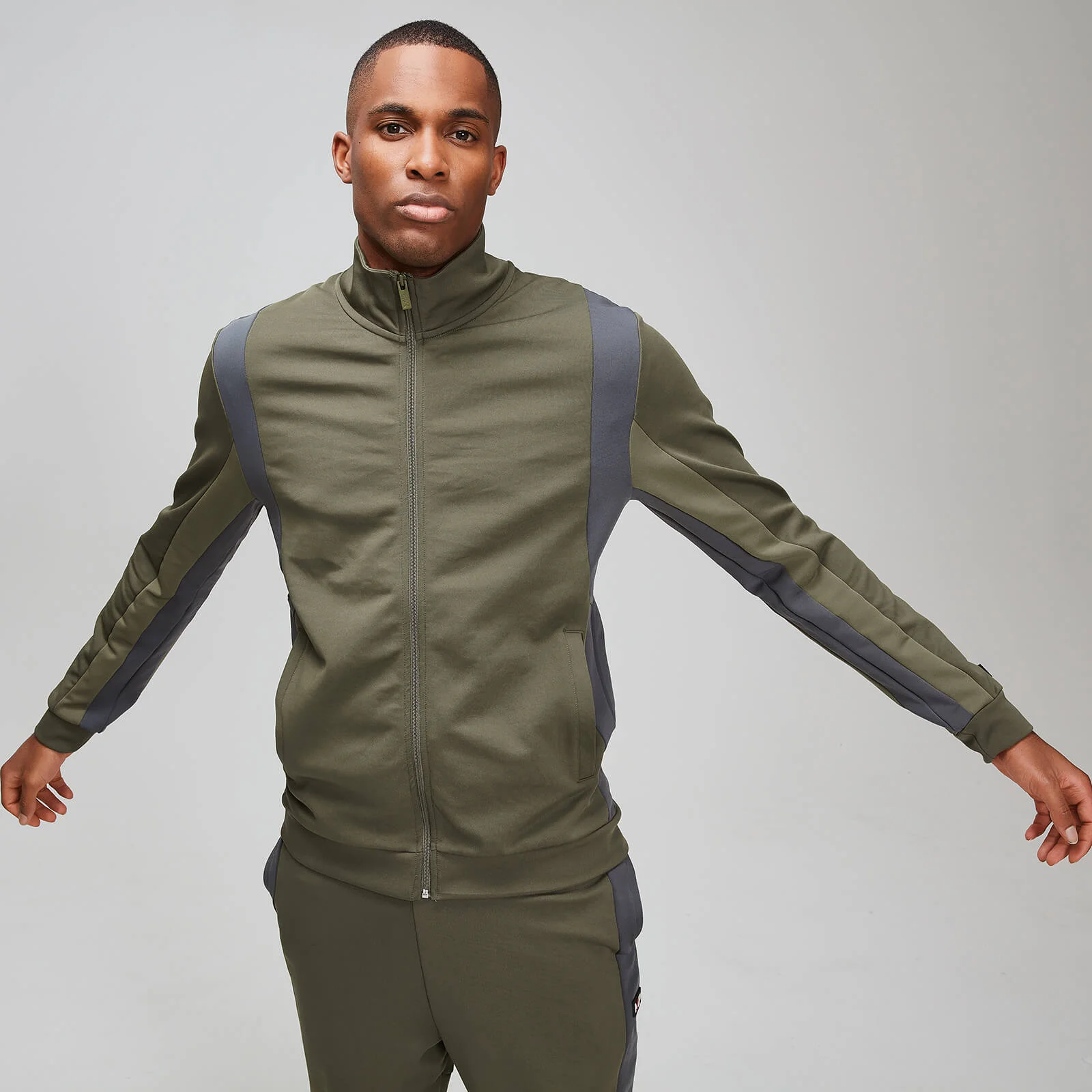 Colour Block 男士拉鍊外套 - 綠色 - XS 圖片 1