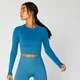 Shape Seamless 無縫系列 女士長袖短版上衣 - 藍