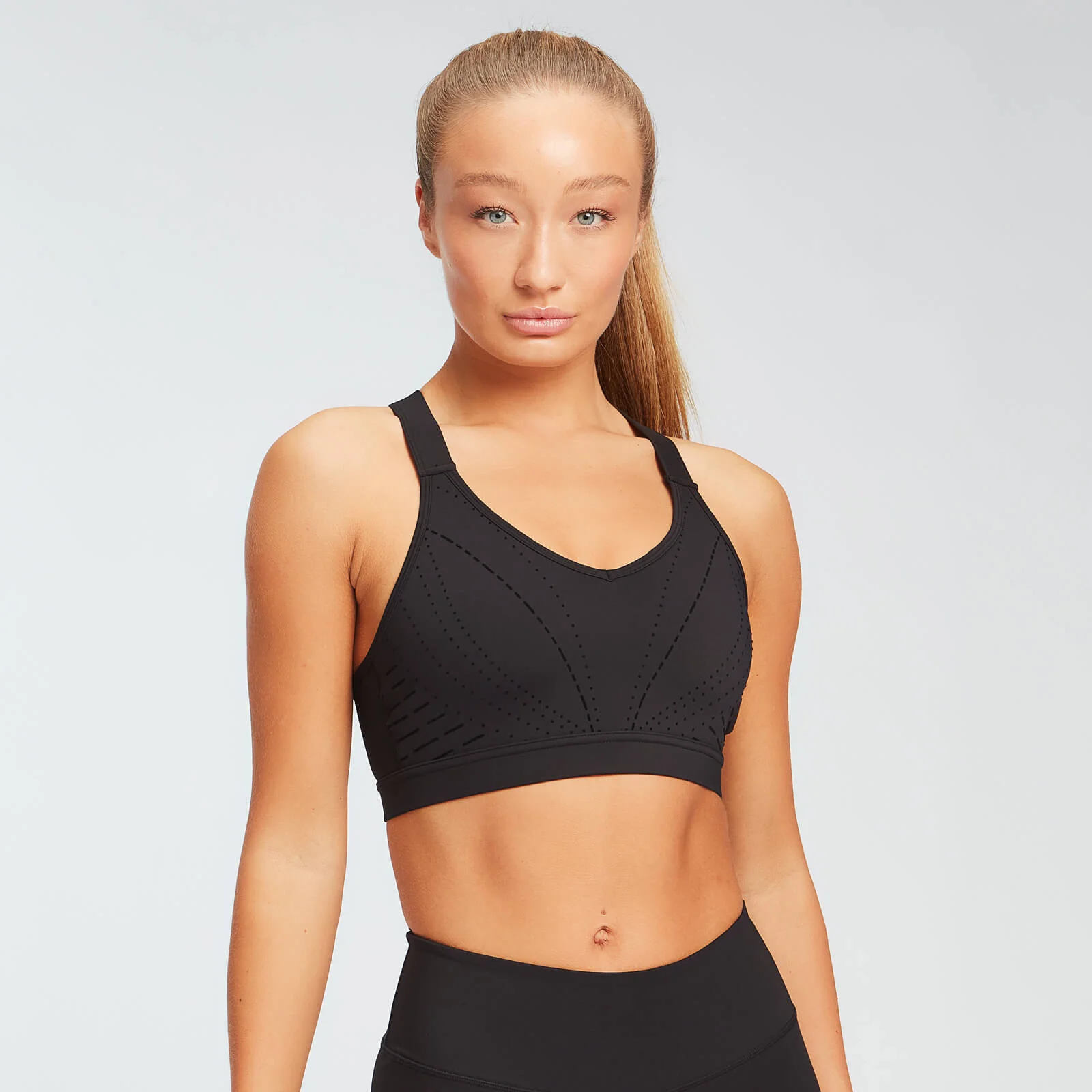 MP 女士幾何印花運動內衣 - 黑 - XS 圖片 1