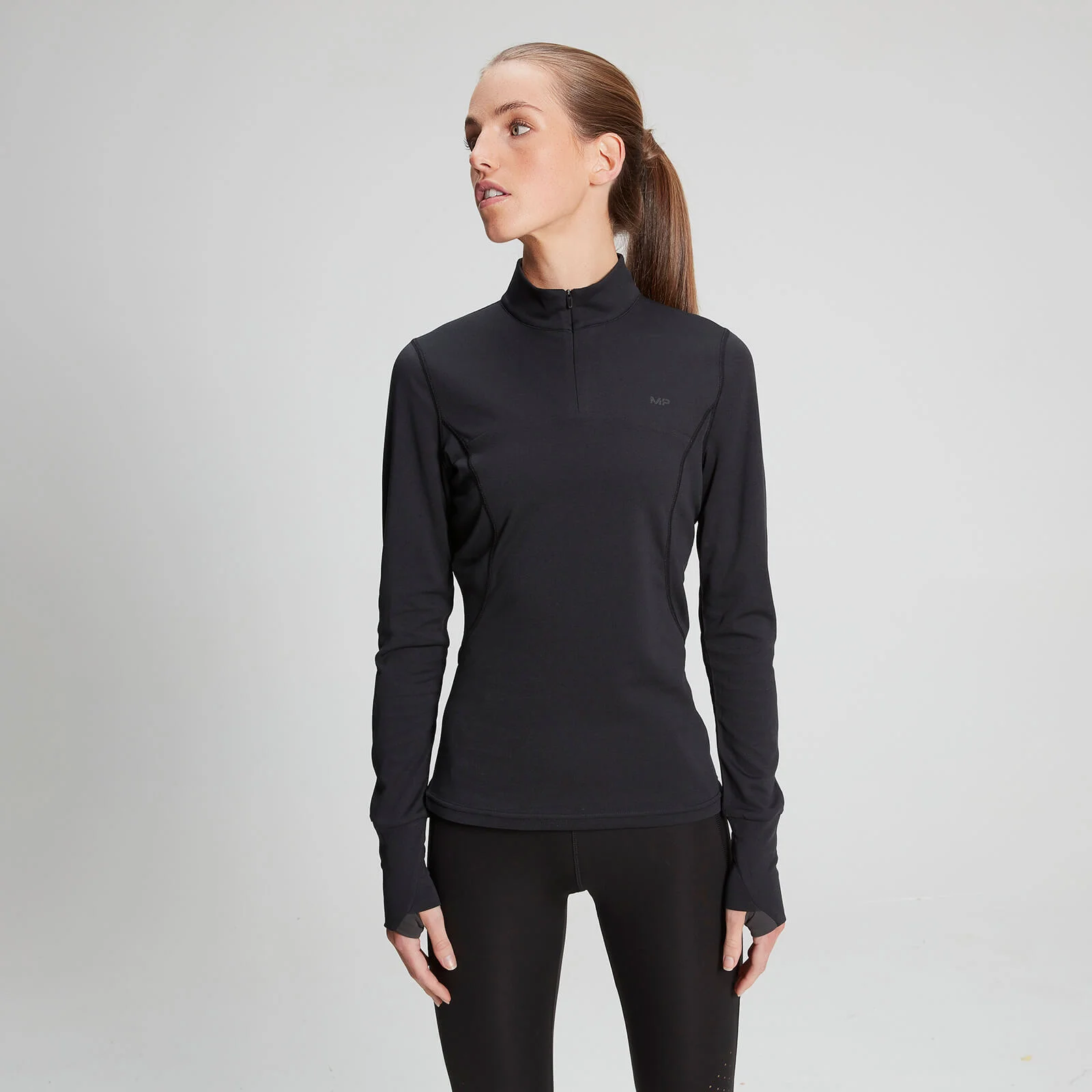 Power Ultra 系列 ¼ 拉鍊長袖上衣 - 黑 - XS 圖片 1