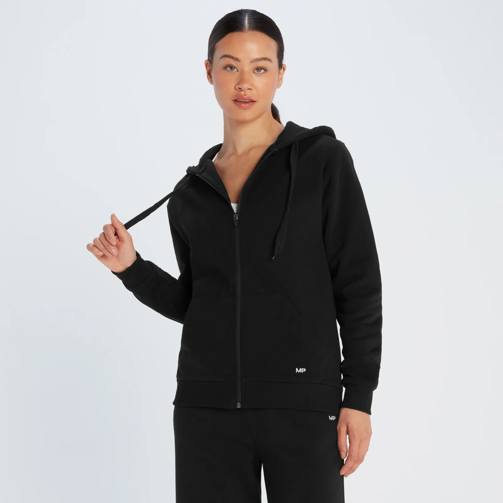 Essentials 女士拉鍊連帽衫 - 黑色 - XS 圖片 1