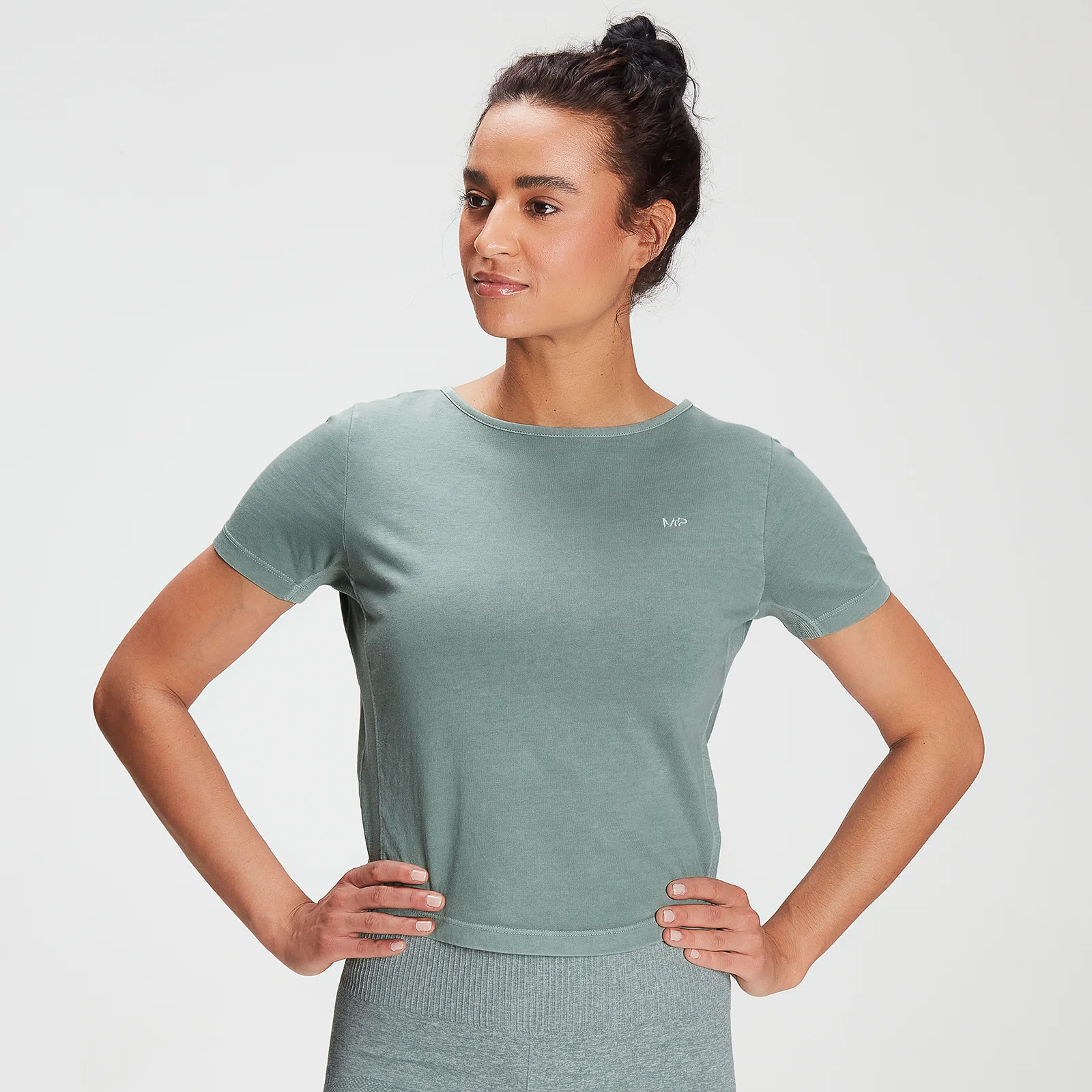 MP Women's Training Washed Tie Back T-shirt - Washed Green - XXS 圖片 1