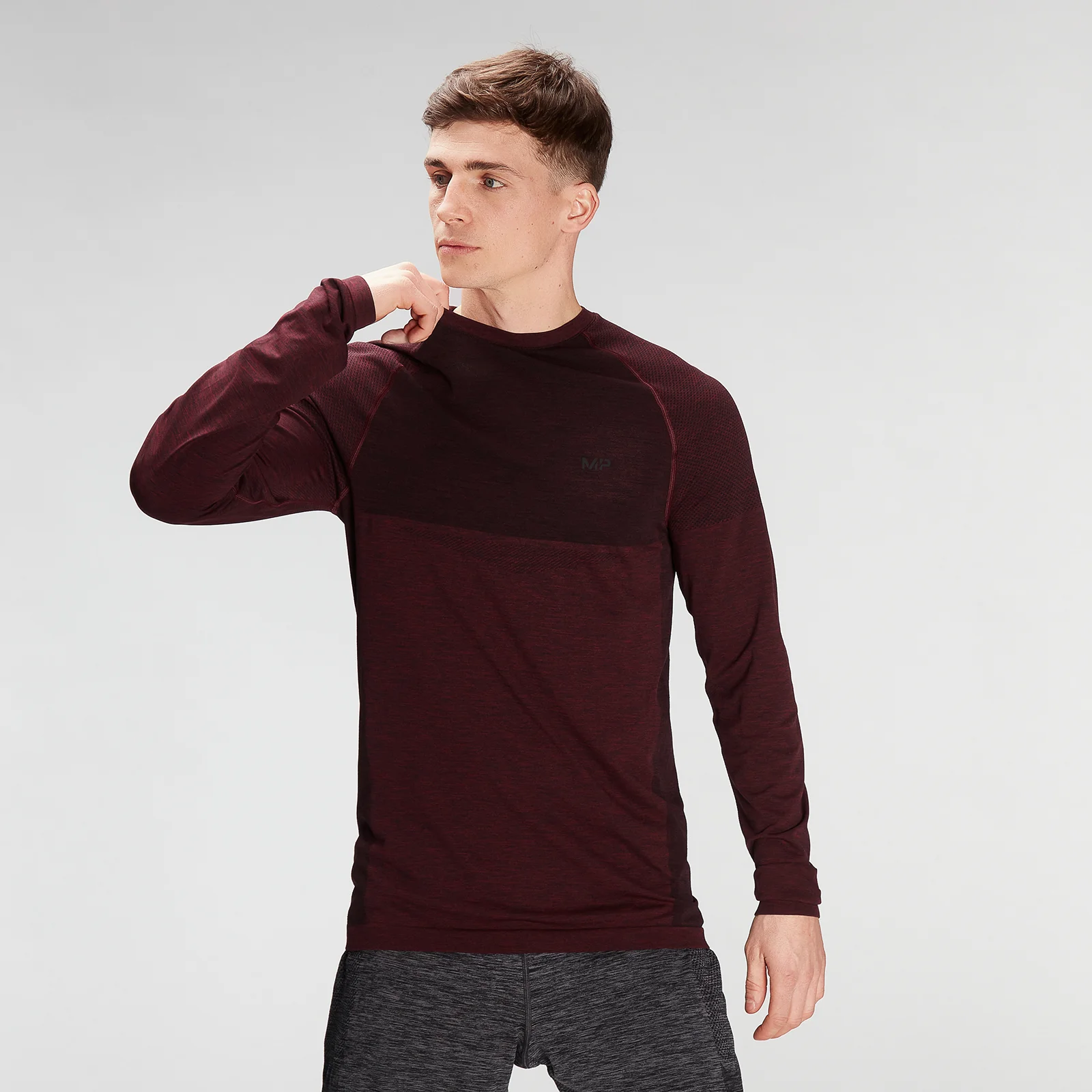 Essential Seamless 無縫系列 男士長袖上衣 - 紅 - XXS 圖片 1