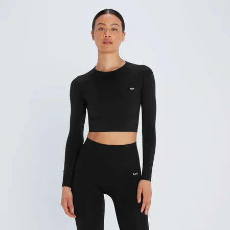 MP Seamless 無縫系列 女式長袖短版上衣 - 黑