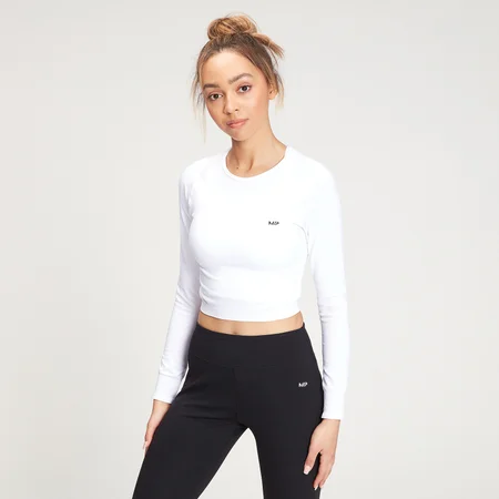 MP Seamless 無縫系列 女士長袖短版上衣 - 白