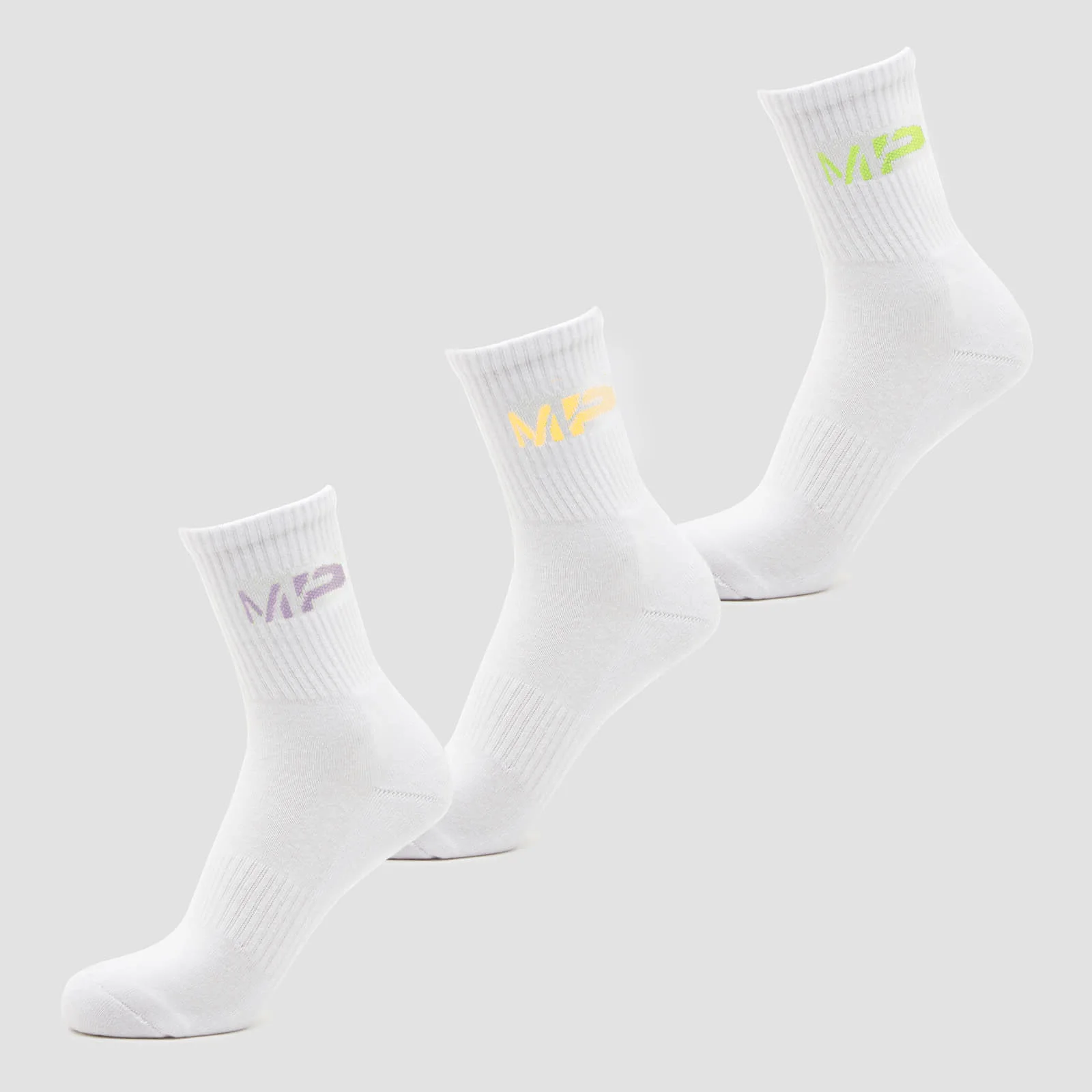 MP Women's Neon MP Logo Crew Socks (3 Pack) Butterfly/Banana/Lavender - UK 3-6 圖片 1
