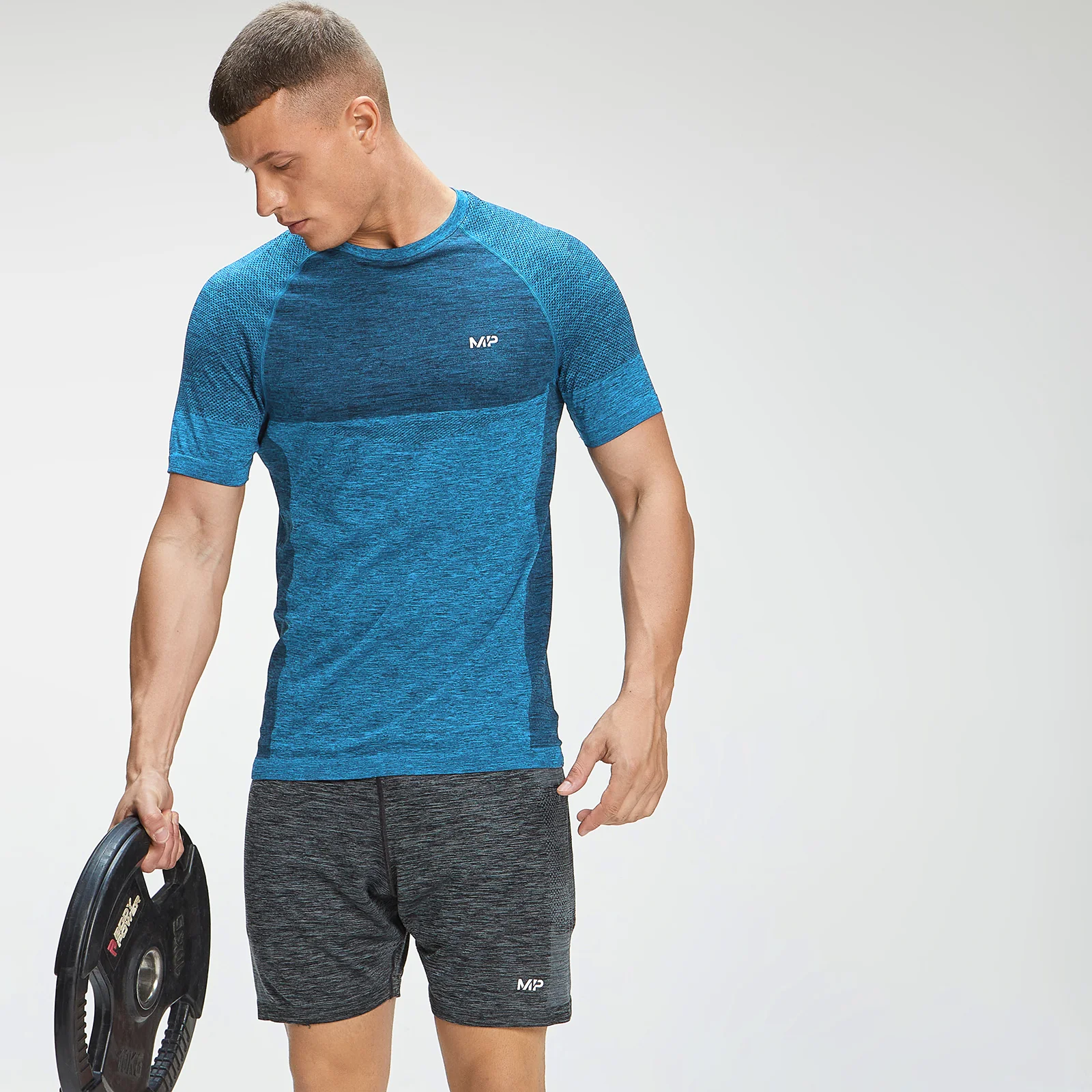 MP Essential Seamless 無縫系列 男士短袖 T 恤 - 明亮藍斑紋 - XXS 圖片 1