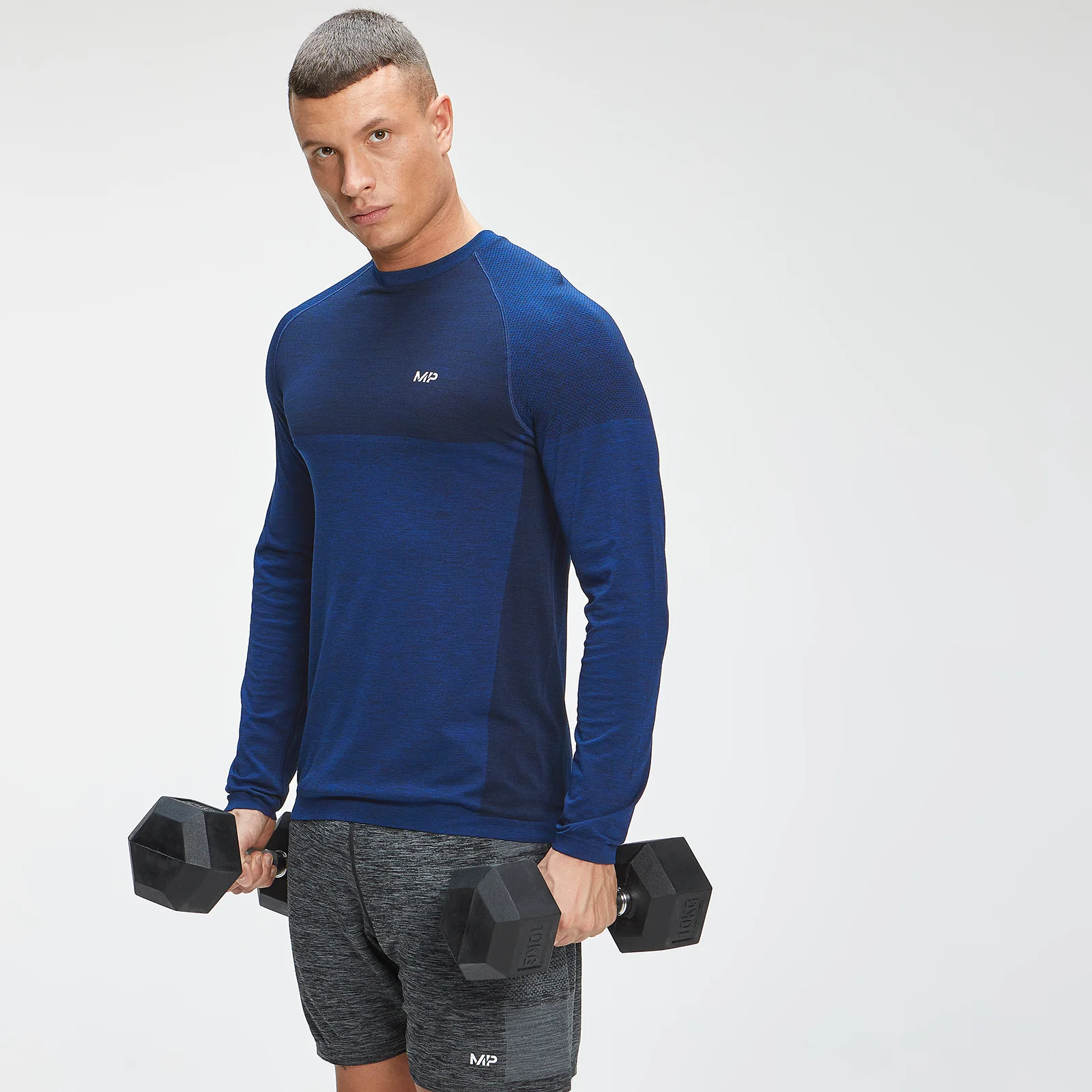 MP Essential Seamless 無縫系列 男士長袖上衣 - 湛藍斑紋 - XS 圖片 1