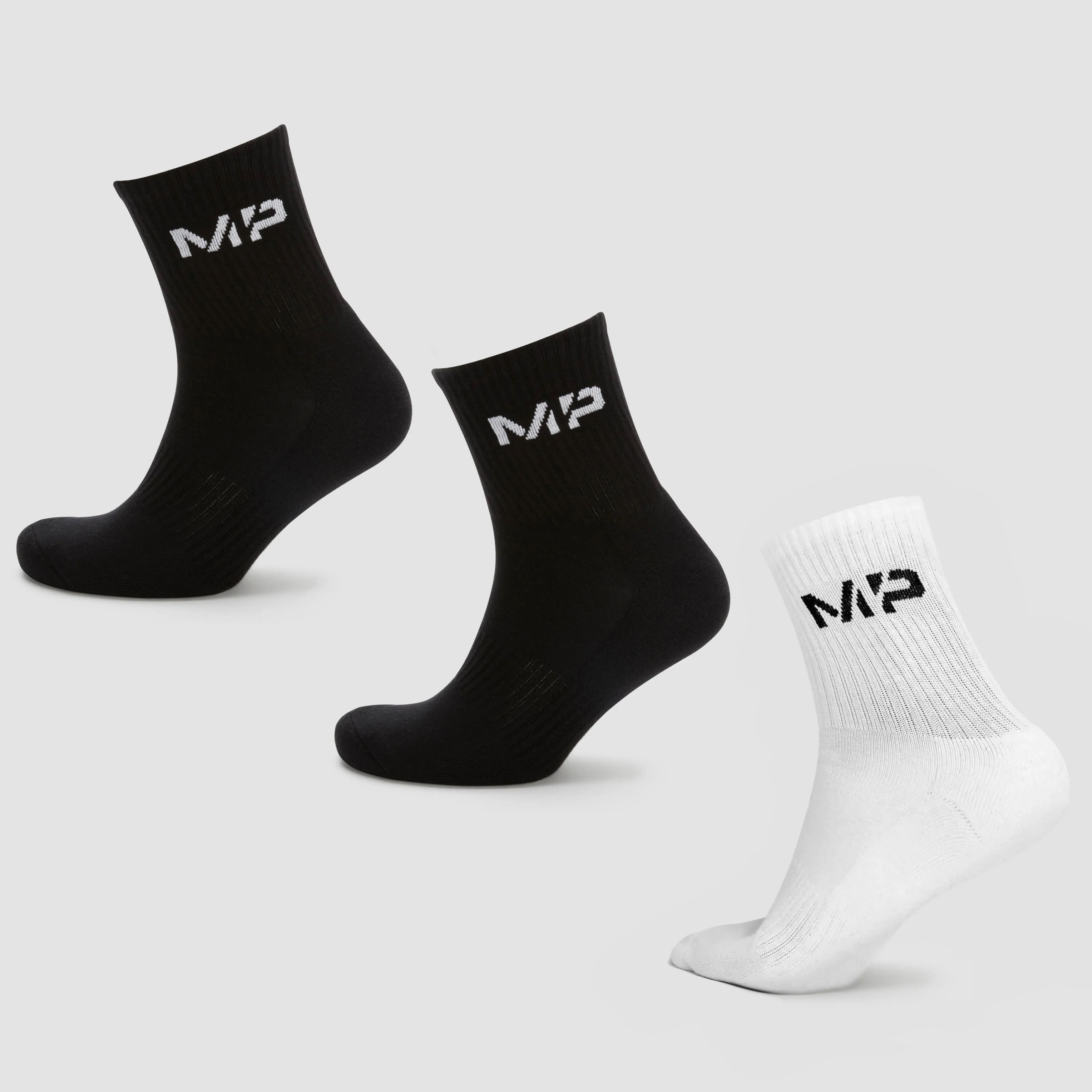 MP Women's Crew Socks (3 Pack) - Black/White - UK 3-6 圖片 1