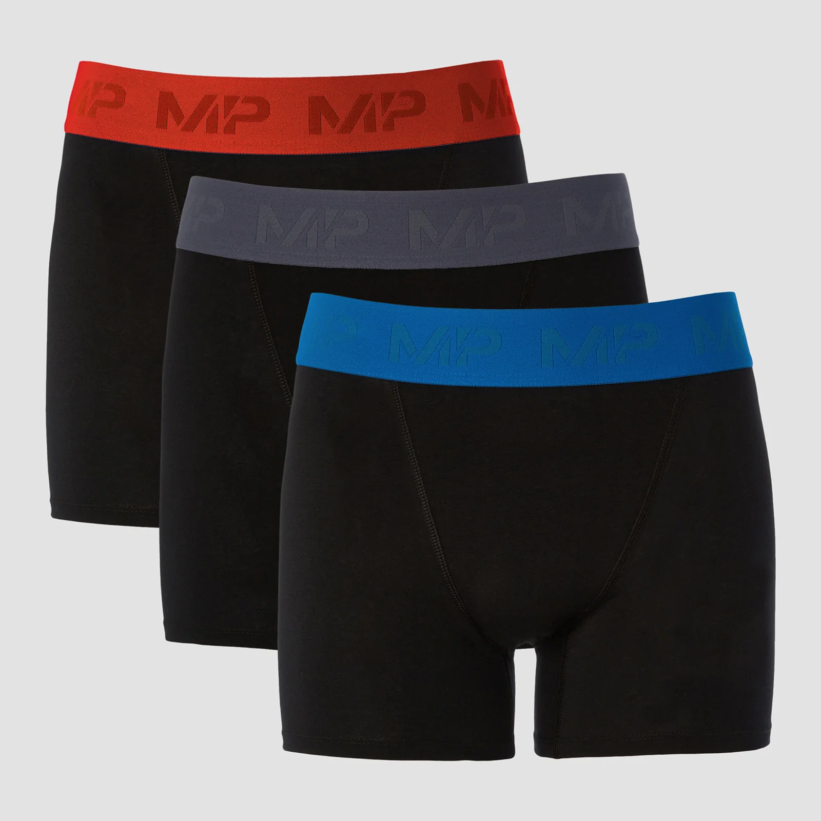 MP Men's Coloured Waistband Boxers (3 Pack) - Black/Graphite/True Blue/Fire - XXS 圖片 1