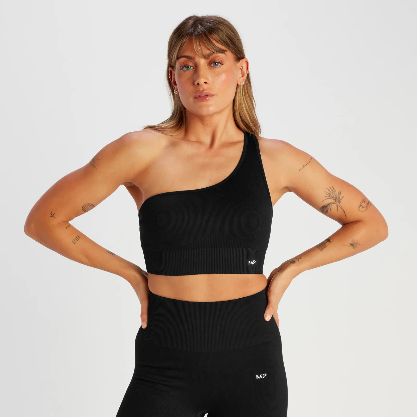 Tempo 節奏系列 女士羅紋無縫不對稱內衣 - 黑 - L 圖片 1