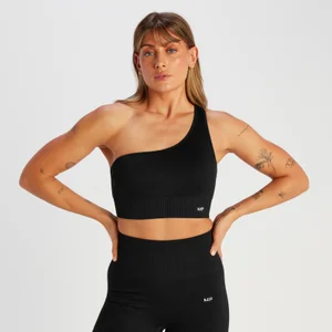 Tempo 節奏系列 女士羅紋無縫不對稱內衣 - 黑 - Size L