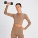 Shape Seamless 曲線無縫系列 女士長袖短版上衣 - 太妃糖