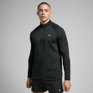 Training 樸質系列 男士 ¼ 拉鍊上衣 - 黑 - Size XS