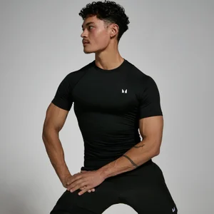 Training 樸質系列 男士緊身短袖上衣 - 黑 - Size XS