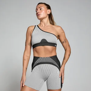 女士對比羅紋無縫內衣 - 黑/灰 - Size XS