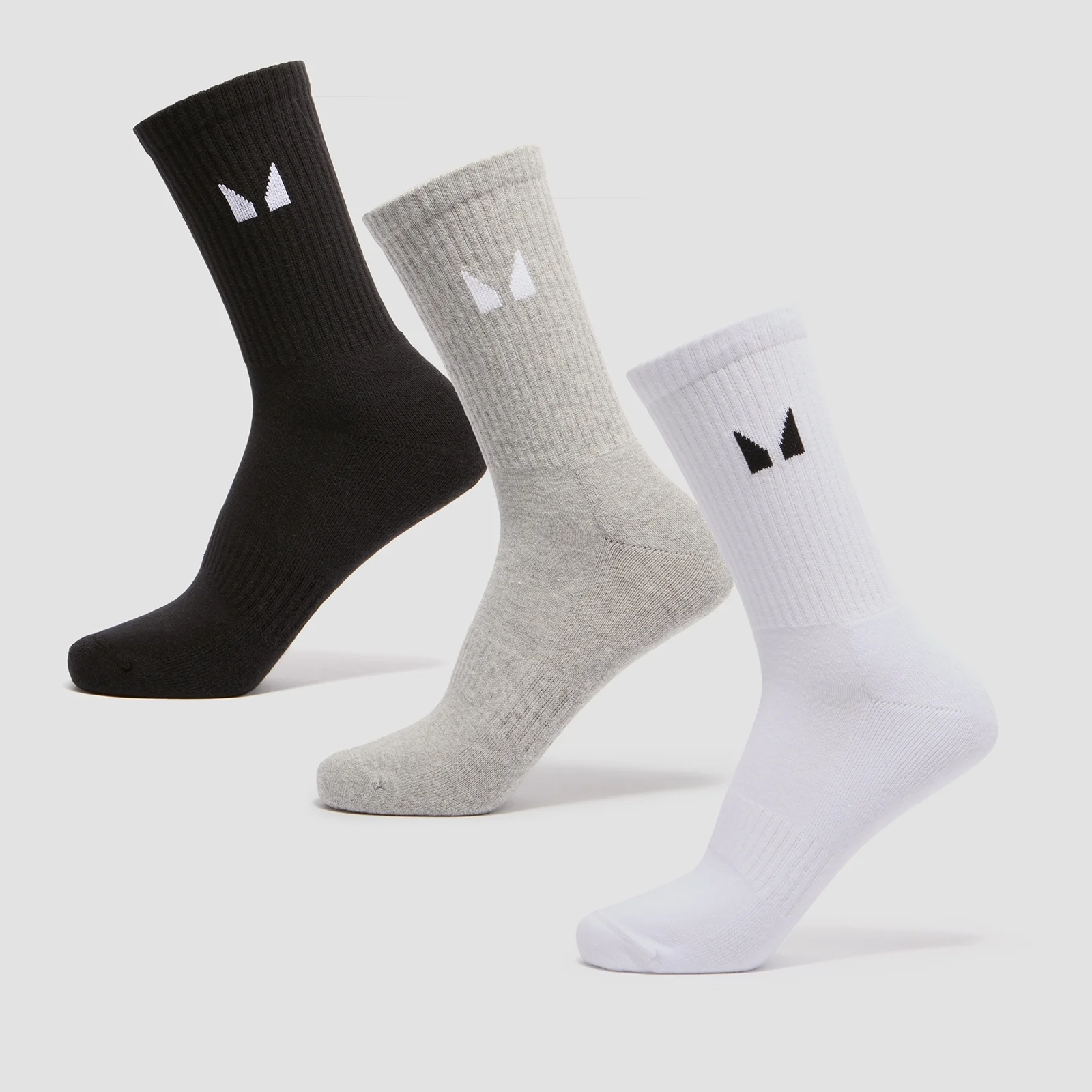 MP Unisex Crew Socks (3 Pack) - White/Black/Grey Marl - UK 2-5 圖片 1